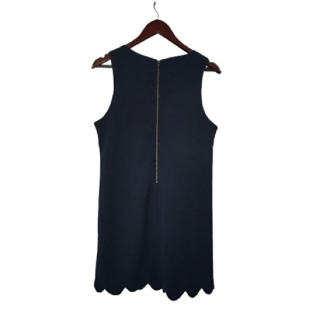 Monteau Women's L Navy Lined Sleeveless Above Knee Scalloped Hem Relaxed Dress - Picture 3 of 14